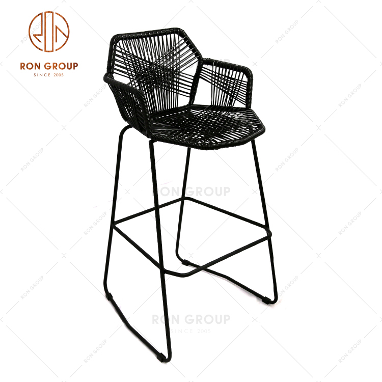 Commercial wholesale aluminum metal furniture with rope finishes leisure chair for outdoor & cafe & club 