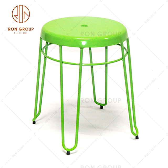 ​Cheap Price Factory Wholesale Green Round Bar Stool Steel Stool For Restaurant Bistro Gallery Use