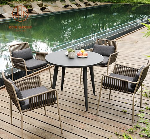 Outdoor furniture leisure chair aluminum frame with PE rope
