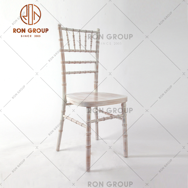High-end wedding wooden chairs with unique old washed white color 