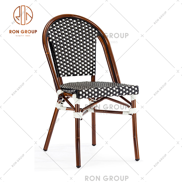 Wholesale Outdoor Balcony French Cafe Bistro Rattan Aluminum Wicker Chairs rattan / wicker chairs 