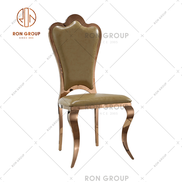 Factory Outlet High Quality Restaurant Dining Chair With Golden Stainless Steel Frame And PU Leather For Hotel & Wedding & Party upholstered
