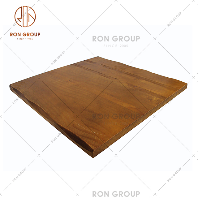 High quality customize size square dining table for 2 person with wooden top and iron foot for restaurant  club bar