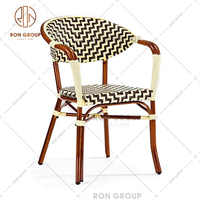 Factory Supplied Outdoor Stackable French Bistro PE Rattan Chair