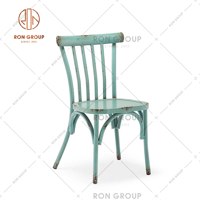 Colorful Antique Style Metal Chair Hotel Bar Chair Coffee Shop Dining Chair